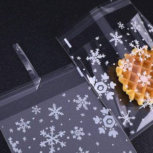 Christmas Treat Bags Self-adhesive Snowflake Pattern